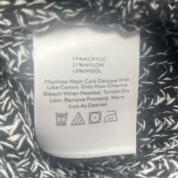 Eddie Bauer Pull Over Knit Sweater Wool Blend Womens Medium Black White - Picture 7 of 8